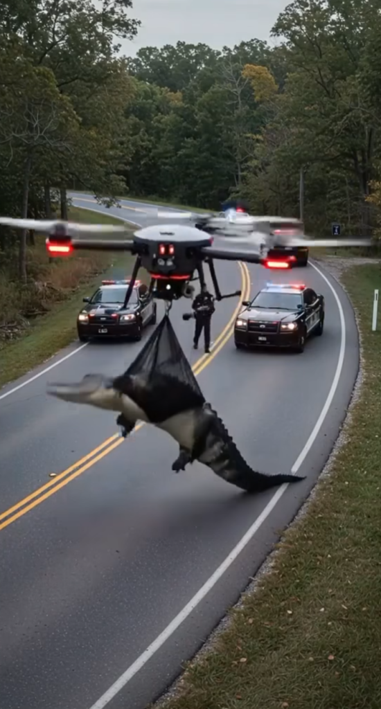🚨 Helicopters, Police… and a Crocodile?! 🐊 You Won’t Believe This Roadside Chaos! 😱🚁
